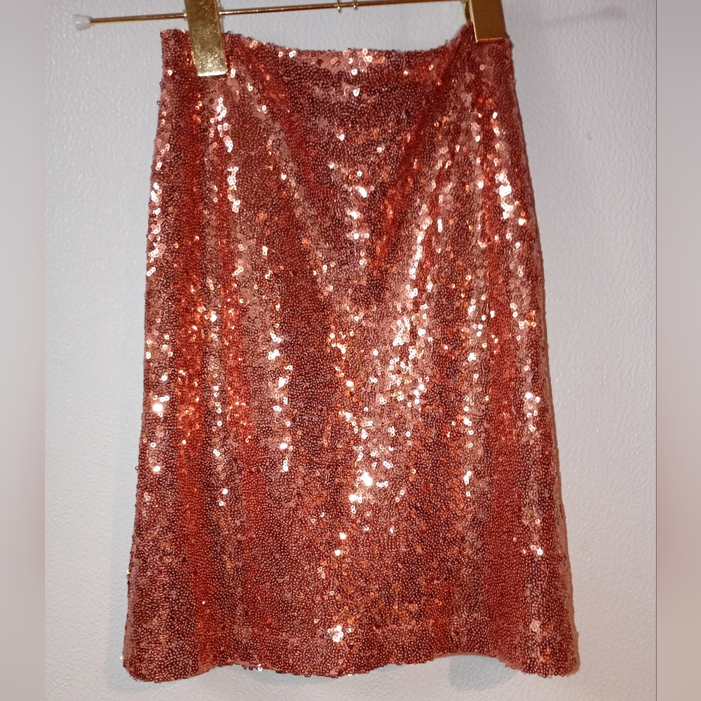 Skin Peach colored Sequin A-Line Skirt